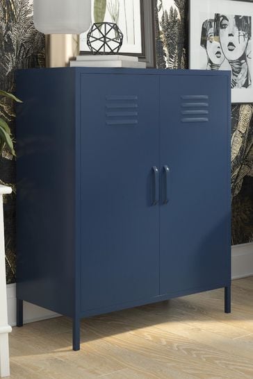 Armario de almacenamiento metálico azul oscuro de 2 puertas Europe Bradford de Dorel Home