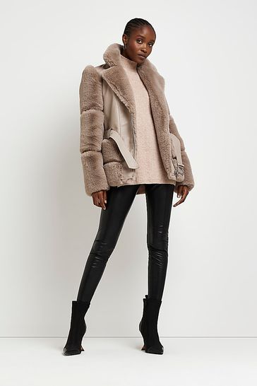 River island faux fur biker jacket hotsell