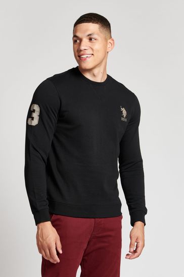 Buy U.S. Polo Assn. Mens Black Crew Sweatshirt from Next Luxembourg
