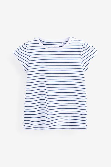 White/Blue Stripe Pretty Sleeve T-Shirt (3-16yrs)