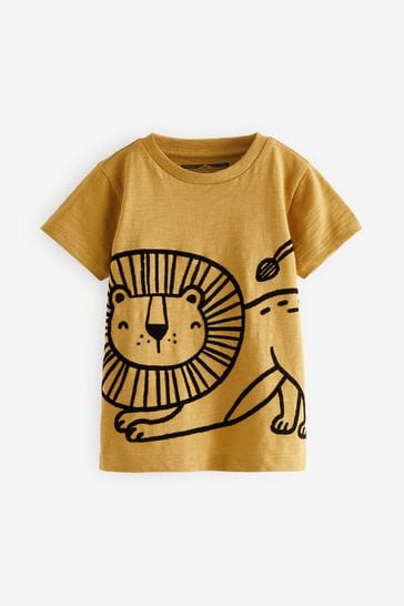 Ochre Yellow Lion Short Sleeve Character T-Shirt (3mths-7yrs)