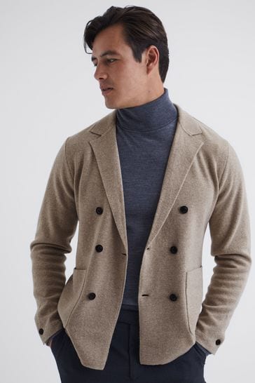 Reiss Chinchilla Marko Double Breasted Knitted Cashmere Blazer