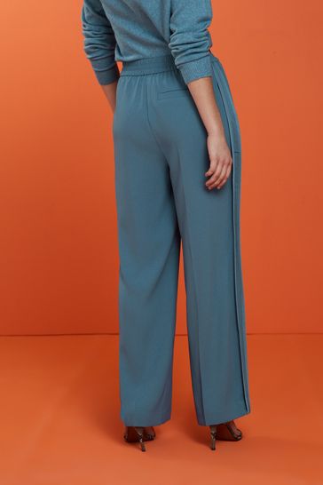 Blue high waisted wide leg trousers hot sale