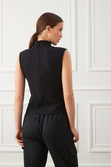 Black polo hotsell neck sleeveless top