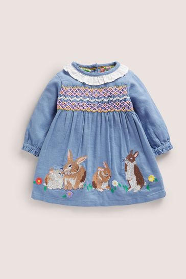 Boden Blue Nostalgic Woven Bunny Dress