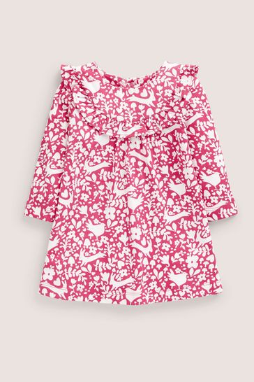 Boden Pink Printed Long Sleeve Woodland Dress