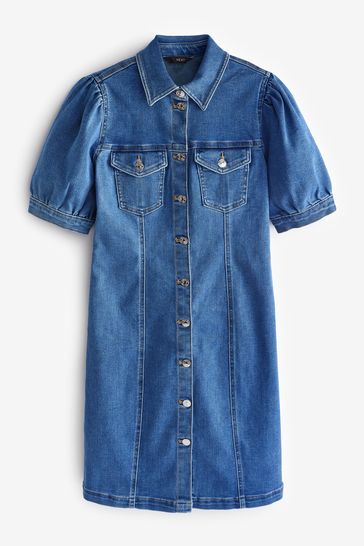 Ladies short sleeve denim shirt hot sale