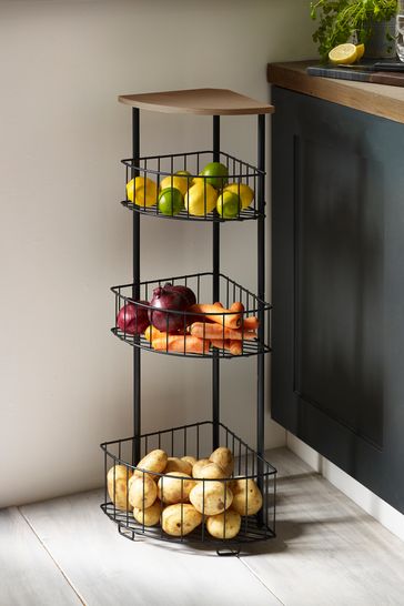 Black Bronx Fruit & Vegetable Corner Storage Baskets Stand