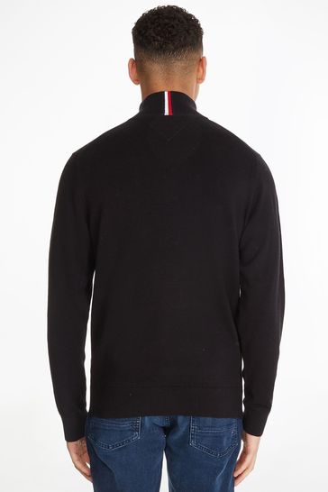 Buy Tommy Hilfiger White Half Zip Cotton Blend Jumper With