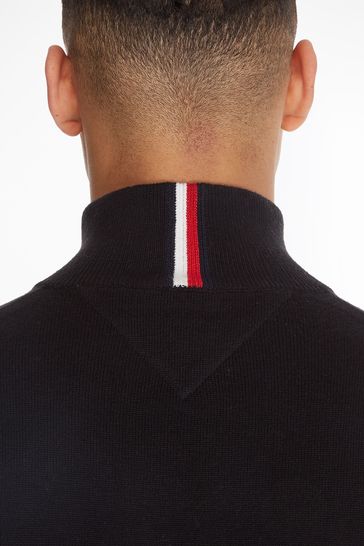 Buy Tommy Hilfiger White Half Zip Cotton Blend Jumper With