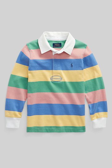 Polo Ralph Lauren Blue Striped Long Sleeved Rugby T-Shirt