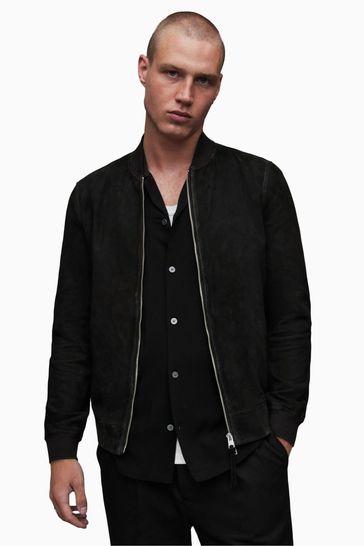 All saints black bomber jacket outlet
