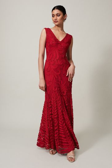 Phase eight red sale tapework dress