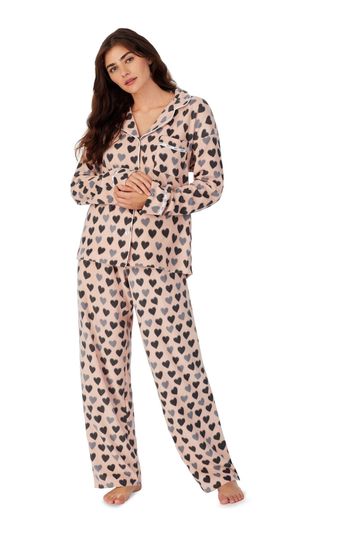 DKNY Pink Fleece Notch Collar Pyjama Set