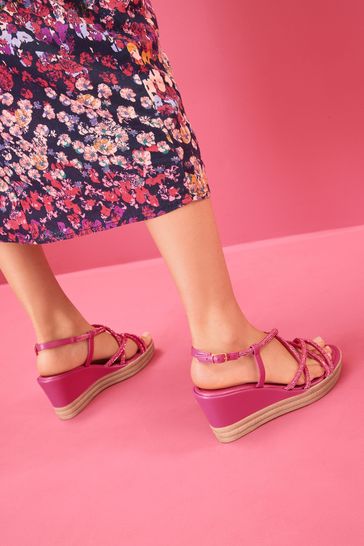 Buy Bright Pink Forever Comfort Tubular Bling Asymmetric Wedges from Next Denmark