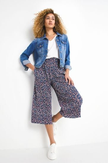 JD Williams Blue Spot Wide Leg Plisse Culotte Trousers