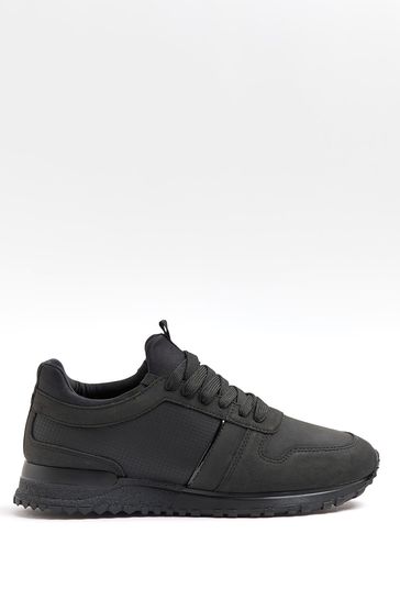 Buy River Island Black Embossed Quarters Runner Trainers from Next