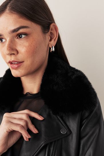 Urbancode aviator coat with faux fur trim store