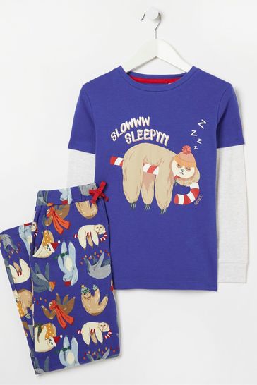 FatFace Blue Sammy Sloth Pyjama Set