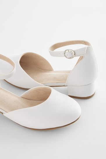 White flat shoes deals with ankle strap
