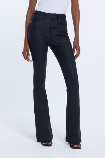 Buy River Island Black Flare High Rise Bum Sculpt Coated Jeans from Next  Luxembourg