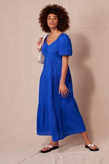 Mint Velvet Blue Tiered Boho Maxi Dress
