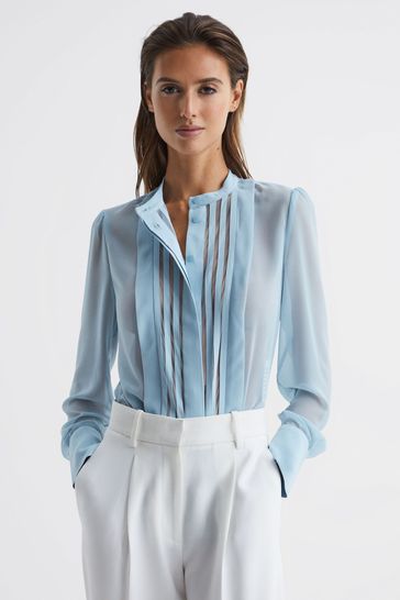 Buy Reiss Noa Sheer Striped Long Sleeve Blouse from the Laura Ashley online shop