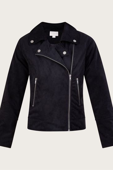 Buy Monsoon Stacy Ann Suedette Black Biker Jacket from Next Luxembourg