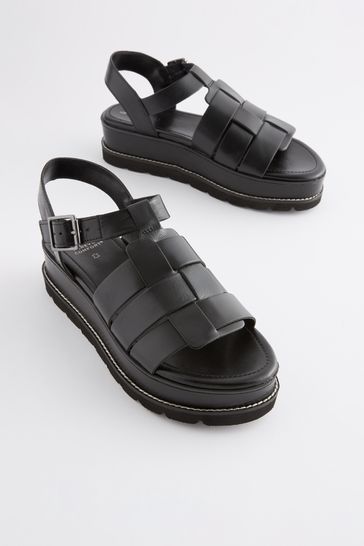 Buy Black Forever Comfort Chunky Flatform Wedges from Next Australia