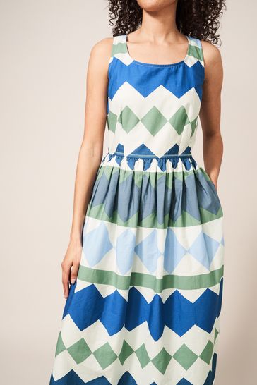 White Stuff Ali Green Cotton Maxi Dress - Green - Size 22
