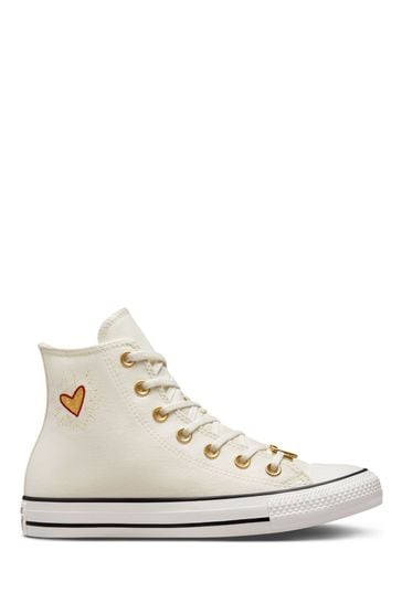 Converse White Hearts High Top Trainers
