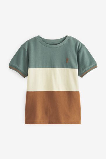 Green/Tan Colourblock Short Sleeve T-Shirt (3-16yrs)