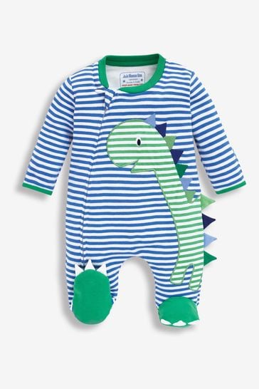 Buy JoJo Maman Bébé Blue Dinosaur Appliqué Zip Cotton Baby
