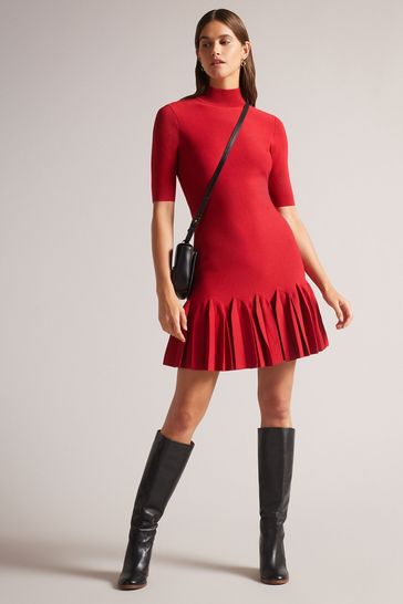 Ted Baker Candy Red Full Milano Fit And Flare Dress