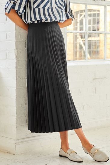Buy Black Pleated Midi Skirt from Next Luxembourg
