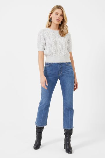 French Connection Grey Madelyn Cable Knitted Top