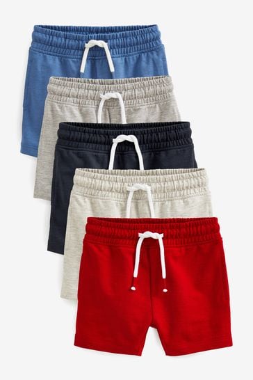 Blue/Grey/Red 5 Pack Jersey Shorts (3mths-7yrs)