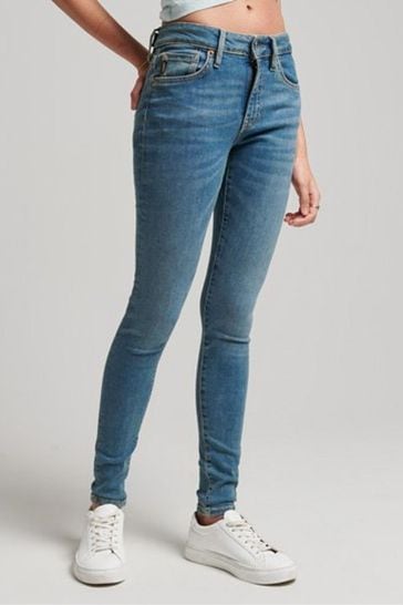 Superdry Navy Blue Cotton Vintage Low Rise Slim Flare Jeans