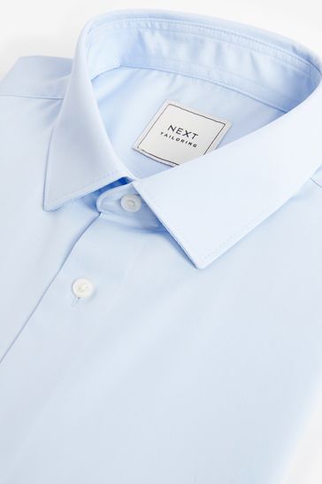 Blue shirt white outlet collar next