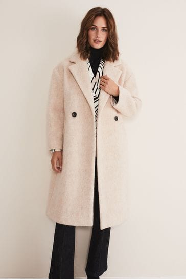 Phase Eight Quinn Crinkle Textured Cocoon White Coat