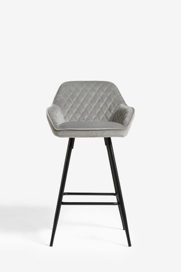 Buy Soft Velvet Mid Grey Black Leg Hamilton Fixed Height Arm