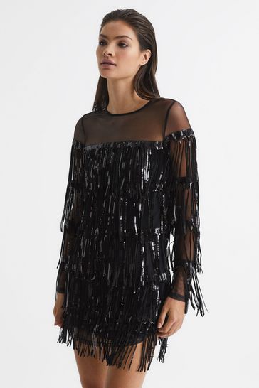 Sheer hotsell fringe dress