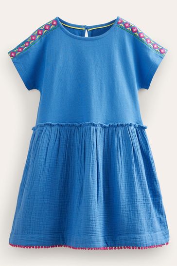 Boden Blue Woven Mix Texture Dress