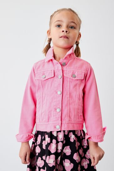 Bright pink denim skirt and jacket clearance