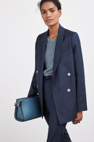 Buy Navy Blue Tailored Double Breasted Jacket from Next Luxembourg