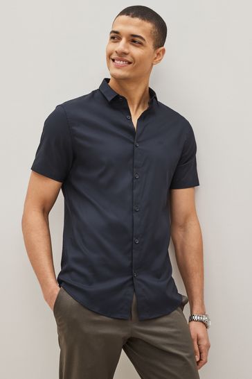 Buy Armani Exchange Navy Stretch Short Sleeve Shirt from Next Luxembourg