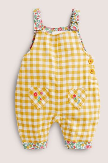Boden Yellow Woven Bow Dungarees