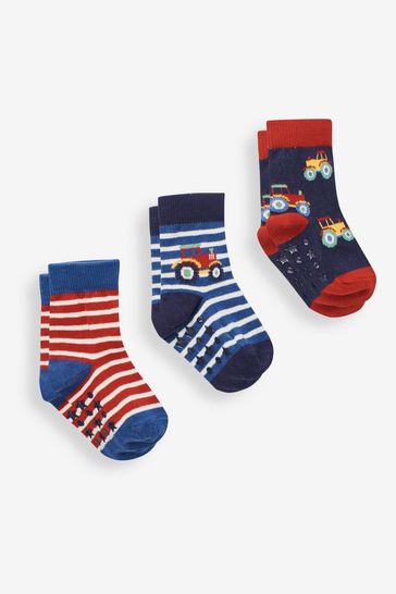 JoJo Maman Bébé Multi Boys' 3-Pack Tractor Socks