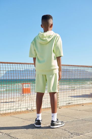 Green short sleeve hoodie hot sale