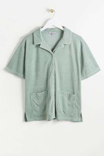 Oliver Bonas Green Terry Towelling Shirt
